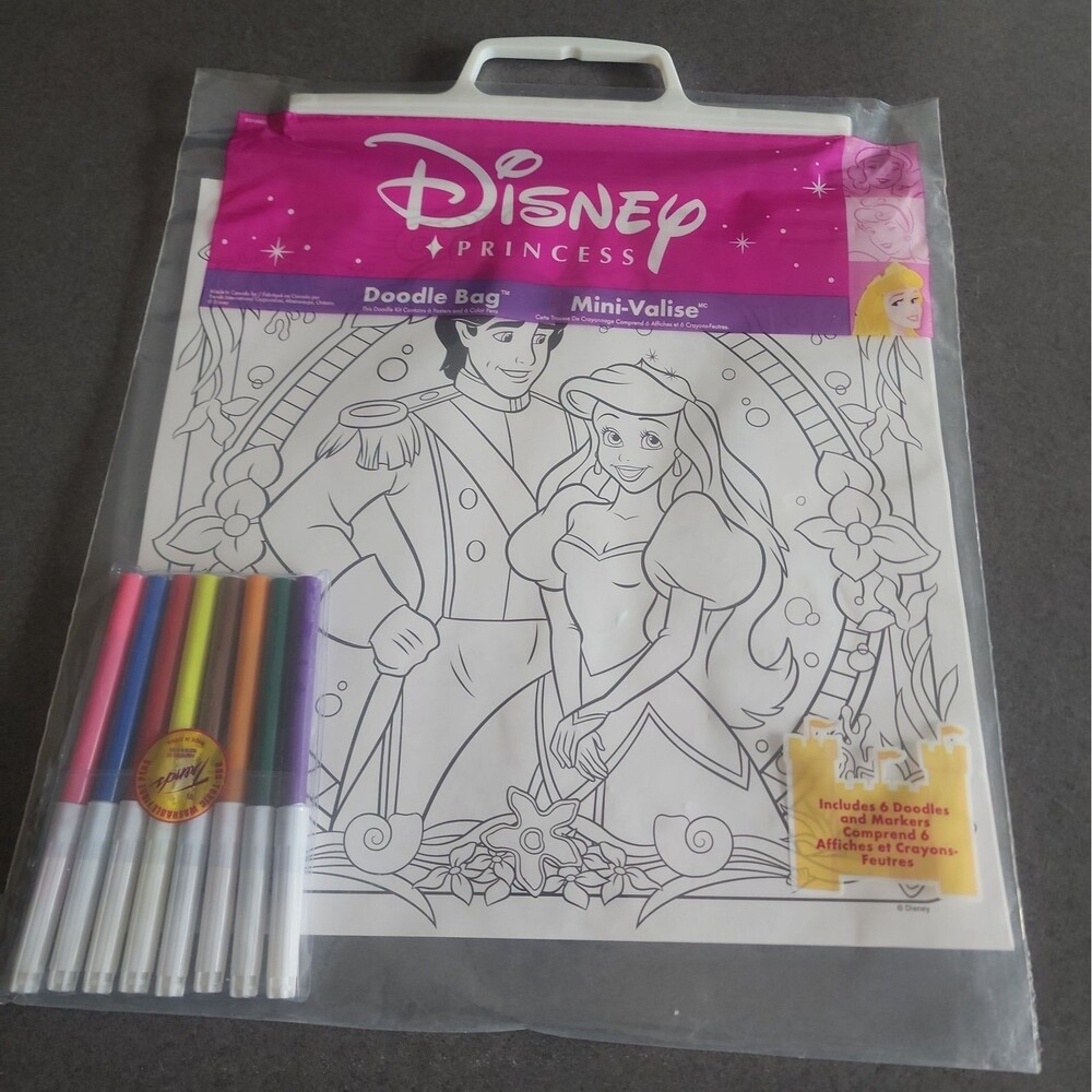 Vintage Disney Princess Ariel & Eric Doodle Bag Coloring Kit - NIP Early 2000s